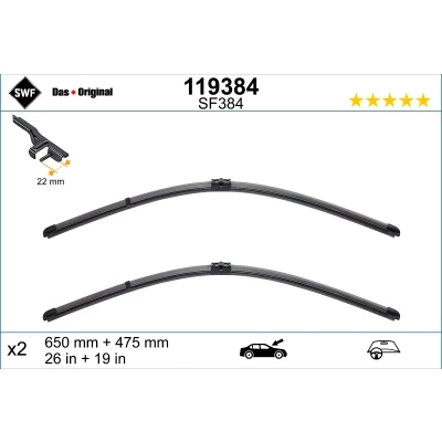 Imagen de Limpiaparabrisas Swf Visioflex 119384 delante Sin marco FORD: Focus C Max, Max