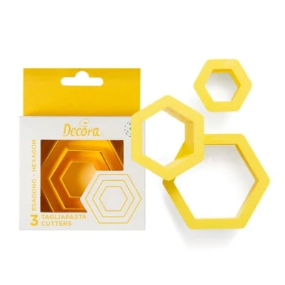 Imagen de Decora septiembre de corte hexagonal, Plástico, amarillo, 1,5 / 2,5 3,5 x 2,2 cm, 3 piezas