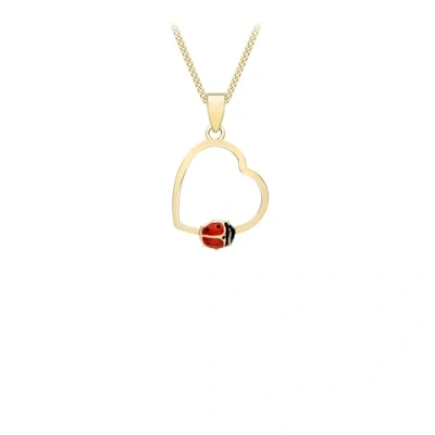Imagen de Carissima Gold Collar Infantil con Colgante en forma de corazón 11.6mm X 19.2mm oro amarillo 9 quilates y mariquita cadena tipo eslabones longitud 46 cm/18&#039;