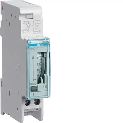 Imagen de Hager EH011 Interruptor horario esfera diaria, 16A, 1 contacto NA, con reserva 200 h