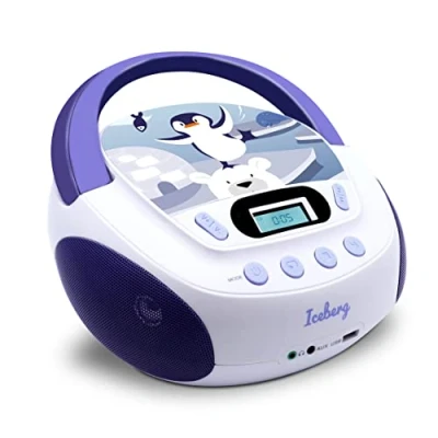 Imagen de Metronic 477179 Lector CD portátil Iceberg, Reproductor de Compacto con Altavoz estéreo Mejorado, Entrada USB, AUX y Conector para Auriculares, Verde
