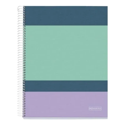 Imagen de Miquelrius Cuaderno A4, 140 Hojas de 70 g/m², Rayado horizontal 7 mm, 4 Franjas colores, Taladros, Cubierta rígida, Colección Rider Purple