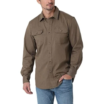 Imagen de Wrangler Authentics Camisa Tejida clásica de Manga Larga Abotonada, Teak Heather, XL para Hombre