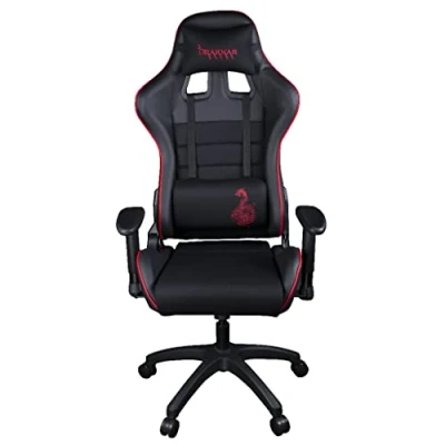 Imagen de Konix Drakkar Silla de oficina gaming Berserk Inclinación del asiento 160 Cuero sintético liso Negro y rojo