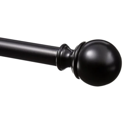 Imagen de Amazon Basics Barra para Cortinas con remates Redondeados, 183 a 366 cm, Negro