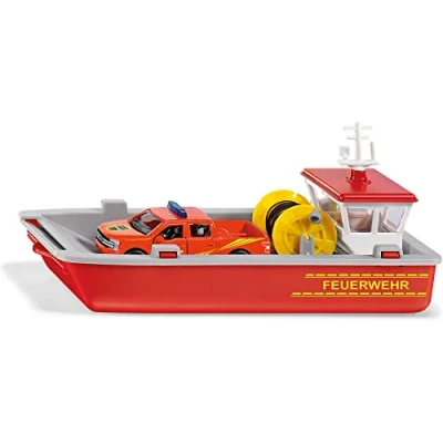 Imagen de siku 2117, Barco de bomberos, 1:50, Metal/plástico, Rojo/amarillo, incl. Ford F150 pick up y hoja adhesivos