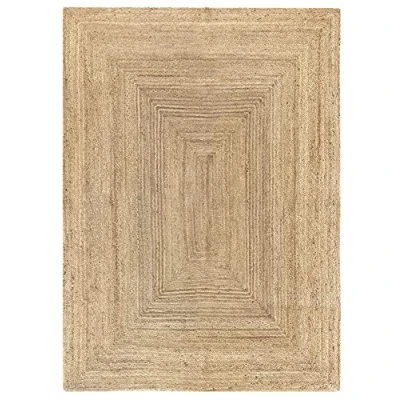 Imagen de Hamid Alfombra Yute Alhambra Color Natural 100% Fibra de Yute, Trenzado a Mano, Alfombras Salón, Comedor, Dormitorio, Pasillos, (160x230cm)