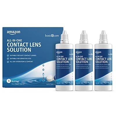 Imagen de Amazon Basic Care Solución única para lentes de contacto blandas, 3 x 360ml