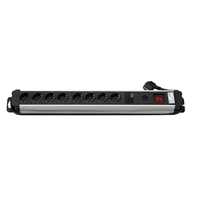 Imagen de SIMON Enchufe Múltiple Extrapower, Ladrón de Enchufes con Interruptor, 8 Tomas Schuko 16 A 250V, Protección Sobretensiones y Cable 1,5M, Color Aluminio