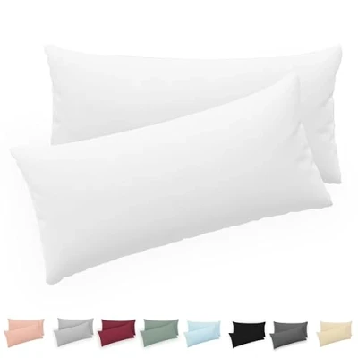 Imagen de Twinzen® Funda Almohada 50x80 (Juego de 2) Blanco 100% Algodon Jersey Cojin para Cama Protector con Cremallera