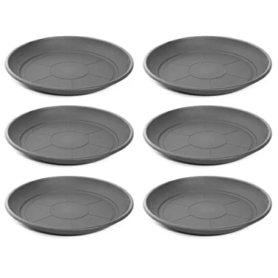 Imagen de AC Pack de 6 Platos para Maceta Mediterranea Fabricado en Polipropileno Ideal el Hogar, Plantas, Jardín, Decoración. Cuidado Plantas Forma Redonda Ø 34 cm Color Gris