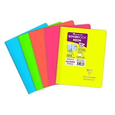 Imagen de Clairefontaine 366623C Koverbook NEON reliure intégrale enveloppante PP opaque 14,8x21cm 160p 5x5 couleur aléatoire