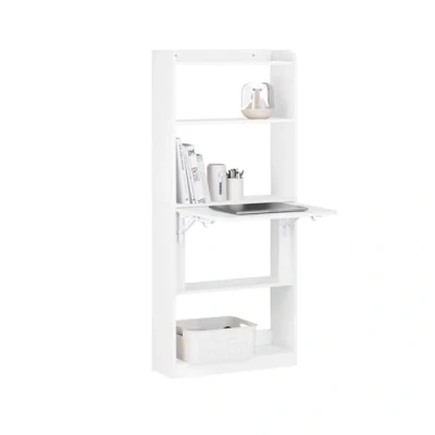Imagen de SoBuy Mesa Escritorio de Trabajo, Plegable para Computadora con Estantes Almacenamiento 64 x 58 145cm FWT92 H W ES