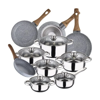 Imagen de Bateria de cocina 12 piezas SAN IGNACIO Cassel, acero inoxidable, con juego sartenes (20/24/26/28 cm) Daimiel en aluminio forjado