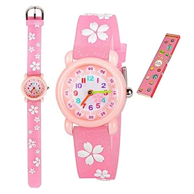 Imagen de Angels&#039; Relojes para niños y niñas niños, 2018, otoño, banda de silicona con dibujos animados 3D, edad 3 4, 5 7, 7 10, regalo (sakura rosa)