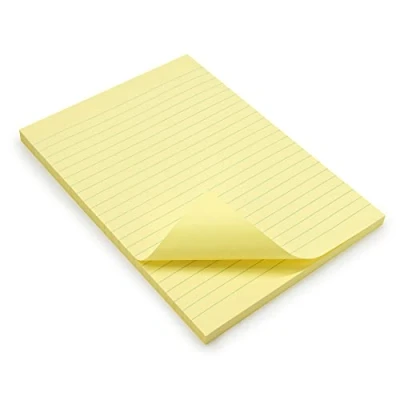 Imagen de WAYTEX 931685 100 notas adhesivas A5 con líneas, bloque de hojas reposicionables, tamaño grande, 15 x 21 cm, color amarillo pastel