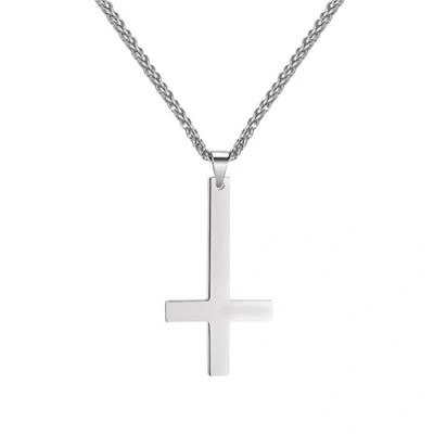 Imagen de PROSTEEL Cadena Cruz Invertida Satanismo Colgante de San Pedro Simbolo Satanico Anticristiano, Platino