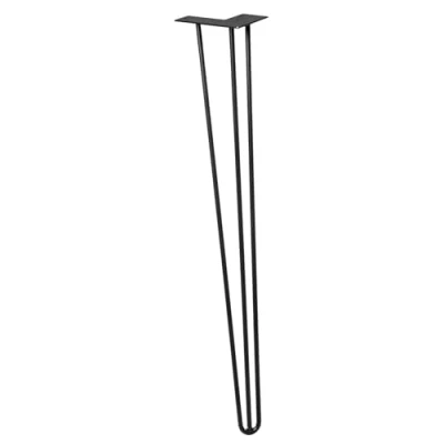 Imagen de Wagner Pata de Mueble/Pata Mesa Hairpin Leg Estilo Retro Acero Recubierto Polvo, Negro, 12 x 71 cm, cónica/Inclinada, Placa atornillada integrada 12827101