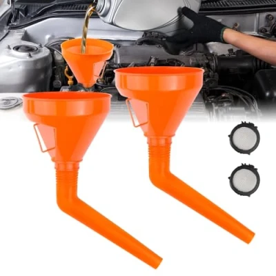 Imagen de mizikuu Embudo Gasolina, 2 Piezas Universal Aceite Embudos de Plastico Flexible con Boquilla Desmontable y Boca Larga para Motocicleta, Automóvil