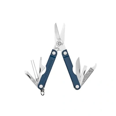 Imagen de LEATHERMAN Micra Multiherramienta de acero inoxidable para tu llavero, con tijeras resorte y otros 9 utensilios uso diario, carcasa en azul marino