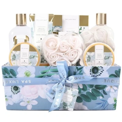 Imagen de Spa LUXETIQUE Set de Belleza para Mujer Baño 12 Piezas Regalo Cumpleaños, con Fragancia Jazmín, Bienestar Mujer, Regalos Cumpleaños y Fiestas