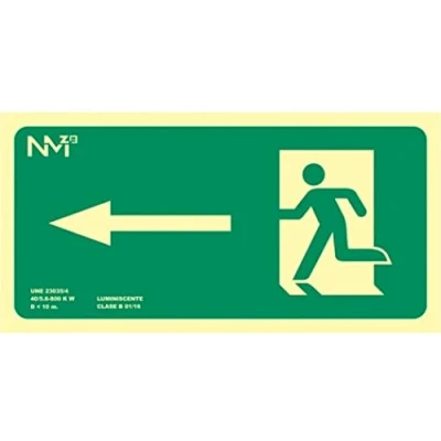 Imagen de Señal Luminiscente Salida Izquierda 32x16cm Clase B PVC 0,7mm Evacuación Homologada verde