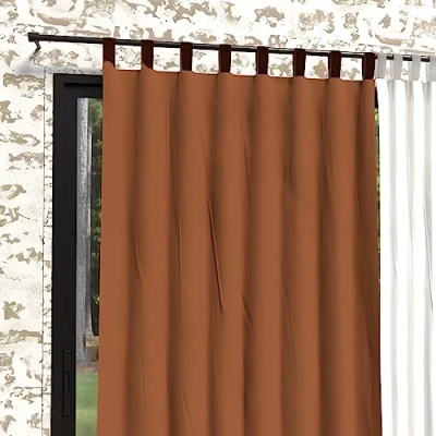 Imagen de Soleil d&#039;ocre Cortina con Patas de Microfibra Lavada Boheme, 140 x 250 cm, Marrón (Tierra)