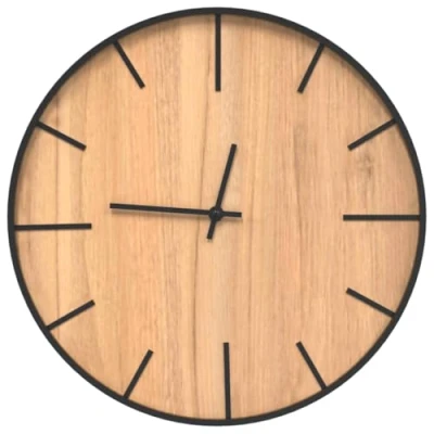Imagen de vidaXL Reloj de Pared Hierro y Madera ingeniería marrón Ø39 cm, Reloj, para salón, baño, Cocina