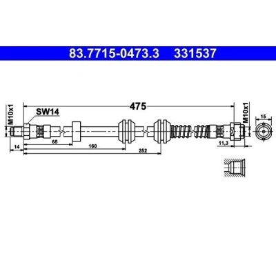 Imagen de ATE 83.7715 0473.3 Latiguillos de Freno 475 M10x1