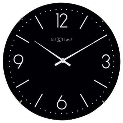 Imagen de NeXtime Reloj de pared &quot;BASIC DOME&quot;, muy silencioso, redondo, negro, ø 35 cm