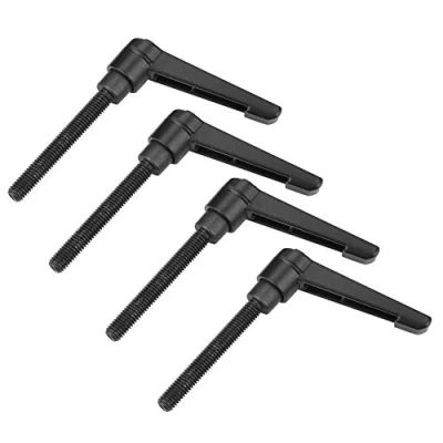 Imagen de 4pcs mango de palanca sujeción, manijas ajustables la máquina rosca macho acero inoxidable M6, negro (40 mm)