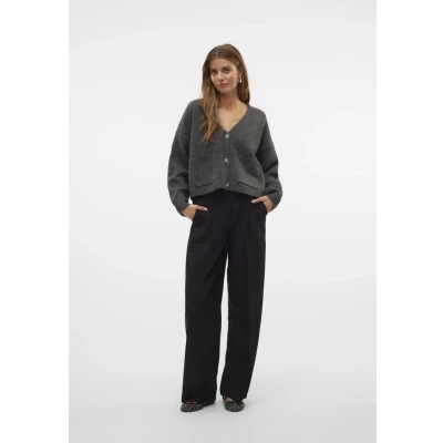 Imagen de VERO MODA Vmgemma LS VMA Noos Cárdigan de Punto con Cuello en V Suéter, Gris Oscuro, XL para Mujer