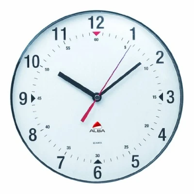 Imagen de Alba Horclas, Reloj de Cuarzo Clásico Pared, Plástico, Negro y Blanco, 25 cm