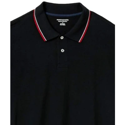 Imagen de Amazon Essentials Polo en piqué de algodón con Corte Regular (Disponible Talla Grandes y Largos Especiales) Hombre, Negro Rojo, XXL