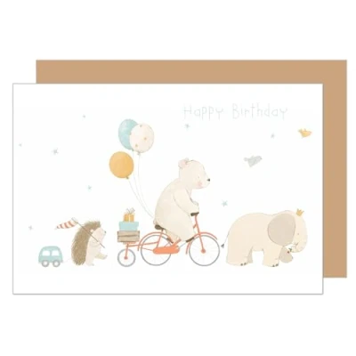 Imagen de Edition Seidel tarjeta de cumpleaños premium con sobre, felicitación, animales, billet, cumpleaños, feliz globos para niños (G3515 SW024