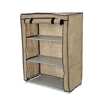 Imagen de Compactor Zapatero 3 balda. Con funda, Color Marrón, Fabricado en polipropileno, Tamaño 60 x 29 79.5 cm, Capacidad para 9 pares, RAN6959