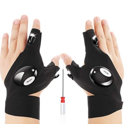 Imagen de 1 Par de Guantes Linterna LED 2 Piezas Pesca al Aire Libre y Destornillador para Reparar Trabajar en Lugares Oscuros, Herramientas Hombre/Mujer, Regalos Aparatos Manitas