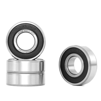 Imagen de XiKe 4 piezas 6202 2RS Rodamiento de bolas 15x35x11mm Doble junta goma, Acero al cromo, Pre lubricados, 6202RS Rodamientos rígidos a con juntas