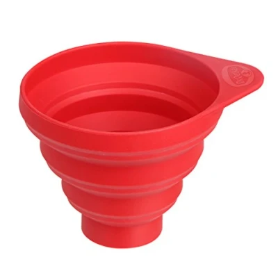 Imagen de Dr. Oetker, Embudo Plegable Silicona Platinum, Color Rojo, Apto para todo tipo de recipientes, Lavavajillas, Resistente al Calor y Frío, 1 Unidad