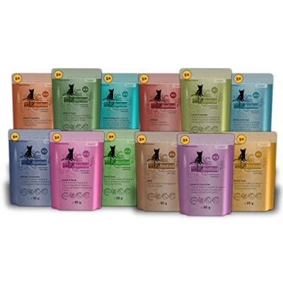 Imagen de catz finefood Classic Collection Paquete de Comida húmeda para Gatos, sin Cereales ni azúcar, con Alto Porcentaje Carne, 24 Bolsas 85 g