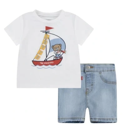 Imagen de Levi&#039;s 3D Sailing SET Shorts vaqueros para niños, Talla: 12m, Bright white