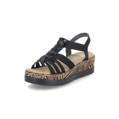 Imagen de Rieker Sandale, Sandalias de cuña Mujer, Negro Schw, 36 EU