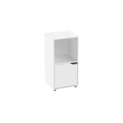 Imagen de LOLAhome Mesita de Noche diseño Cubo con 1 Puerta Blanca MDF 31x29x61 cm