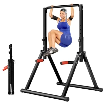 Imagen de DOBESTS Estación de Dominadas Plegable Power Tower Dip Station,Estación Fondos,Altura Ajustable, Multifuncional Maquina Gimnasio en Casa for Pull Up&amp; Training,200KG