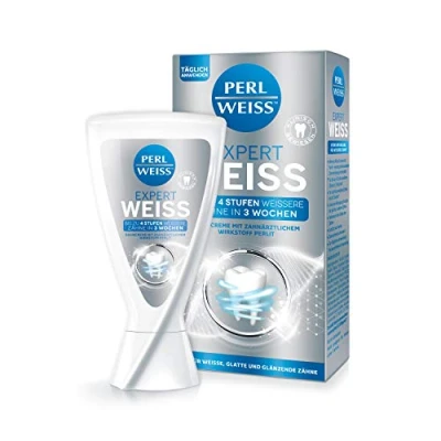 Imagen de Pasta de dientes blanca PERLWEISS™ Expert, limpieza y blanqueamiento dental eficaz, 4 niveles blancos en 3 semanas, con perlita I (50 ml)