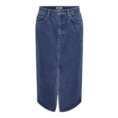 Imagen de ONLY Onlbianca Midi Skirt Dnm Rea Noos Falda Vaquera, Medio De Mezclilla Azul, L para Mujer