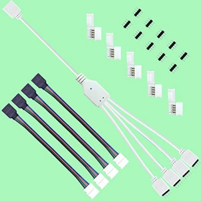 Imagen de RUNCCI YUN conector de tira LED rgb, 4 Pin Splitter,1 a Puertos Splitter tiras Cable Divisor RGB,para SMD 5050 3528 2835 RGB Luz Tira(10mm)