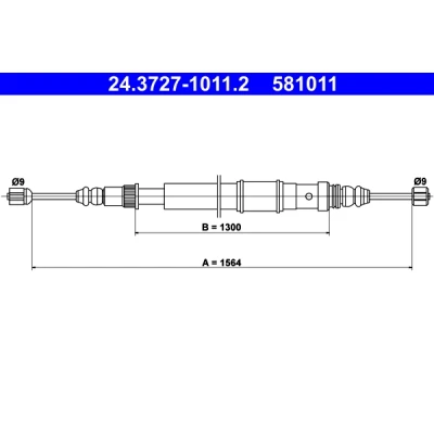 Imagen de ATE 24.3727 1011.2 Cable de Freno Mano 1564 RENAULT: 19 II Hatchback