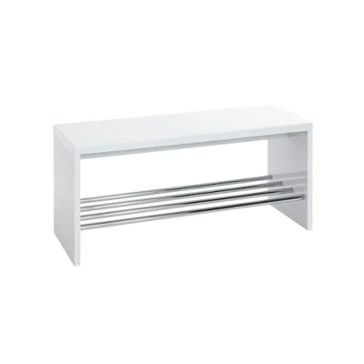 Imagen de HAKU Möbel Banco para zapatos cromo, blanco, MDF, metal Dim.: AN 81 cm x AL 40 P 30 cm, Estilo: Moderno