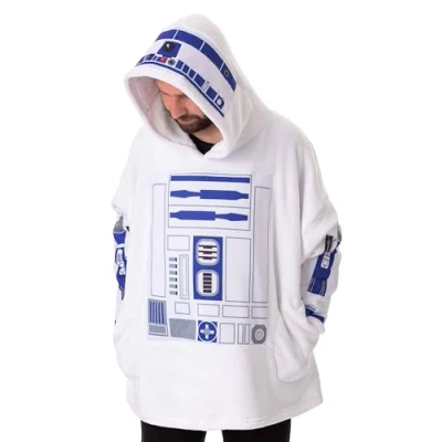 Imagen de Star Wars R2D2 Sudadera con Capucha Unisex usable Blanca para Adultos graficos de droides astromecanicos Ropa Estar por casa Forro Sherpa Talla Unica